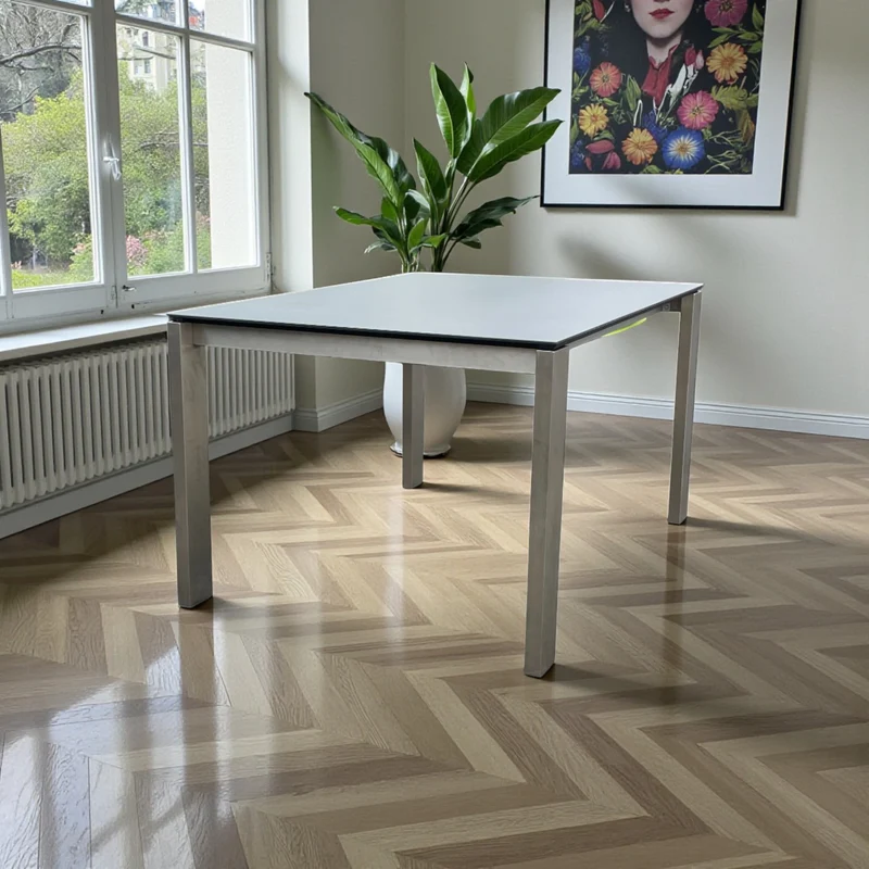 Lavida Helios Auszugstisch – Keramik Zement (140×100 + 60 cm)