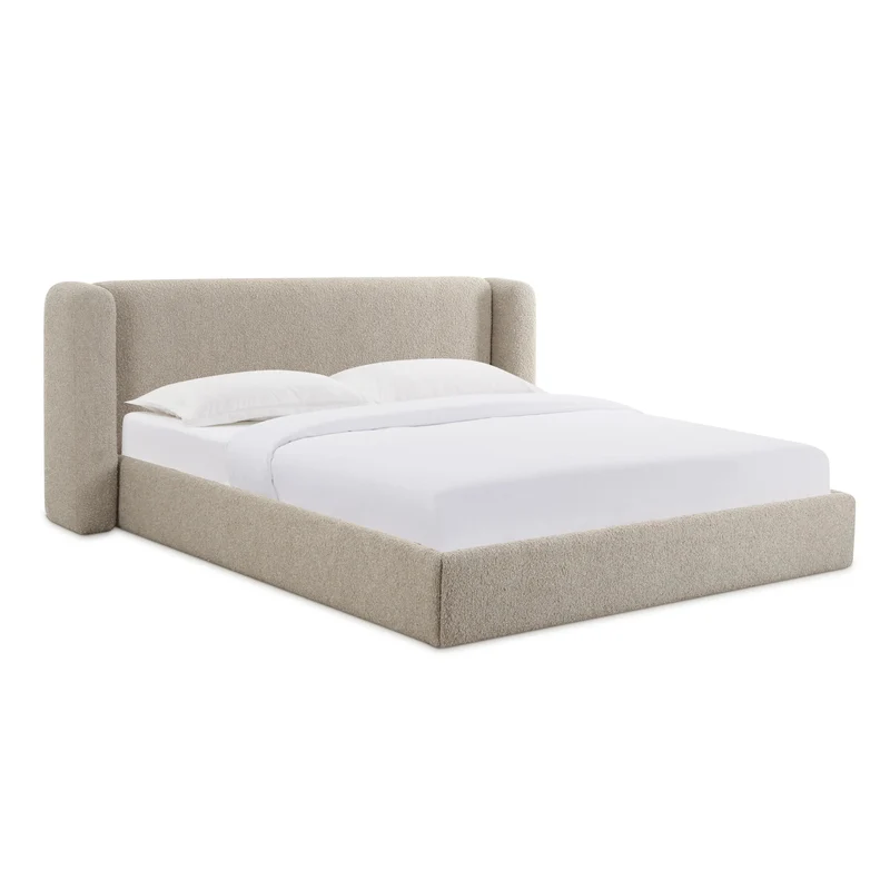 Vienna Tan Boucle Queen Bed