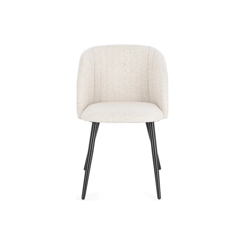 Stuhl Queen Bouclé Elfenbein | Cremeweiß, Polsterstuhl mit Steppnähten