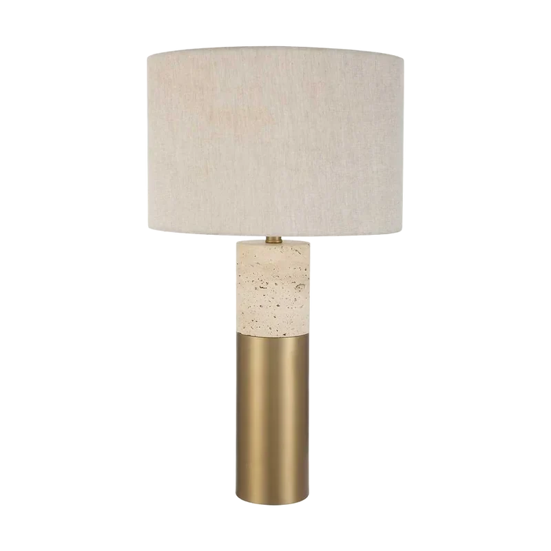 Bravertine Table Lamp Gold & Travertine