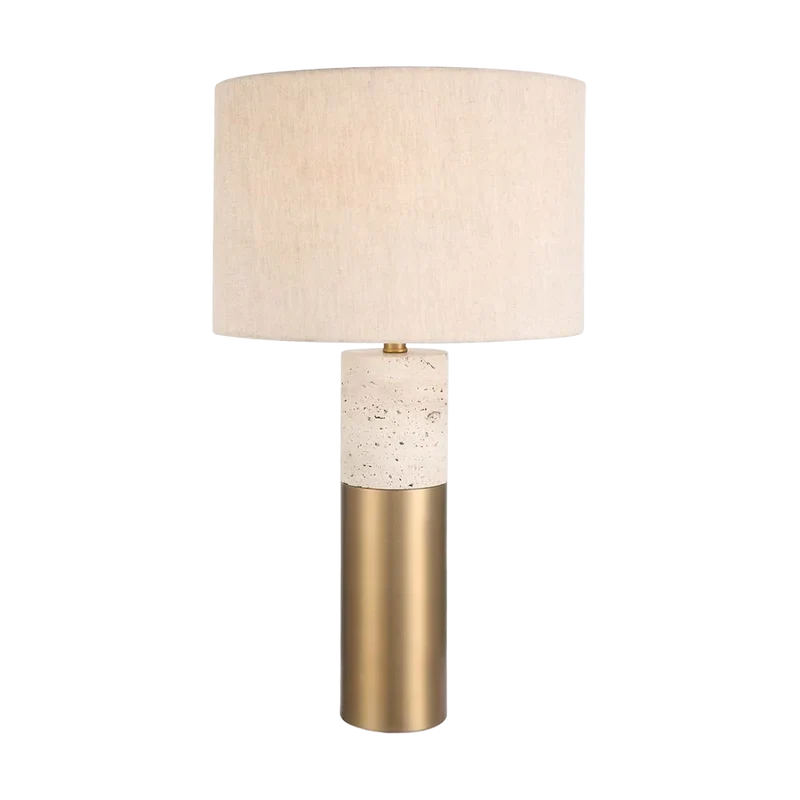 Bravertine Table Lamp Gold & Travertine