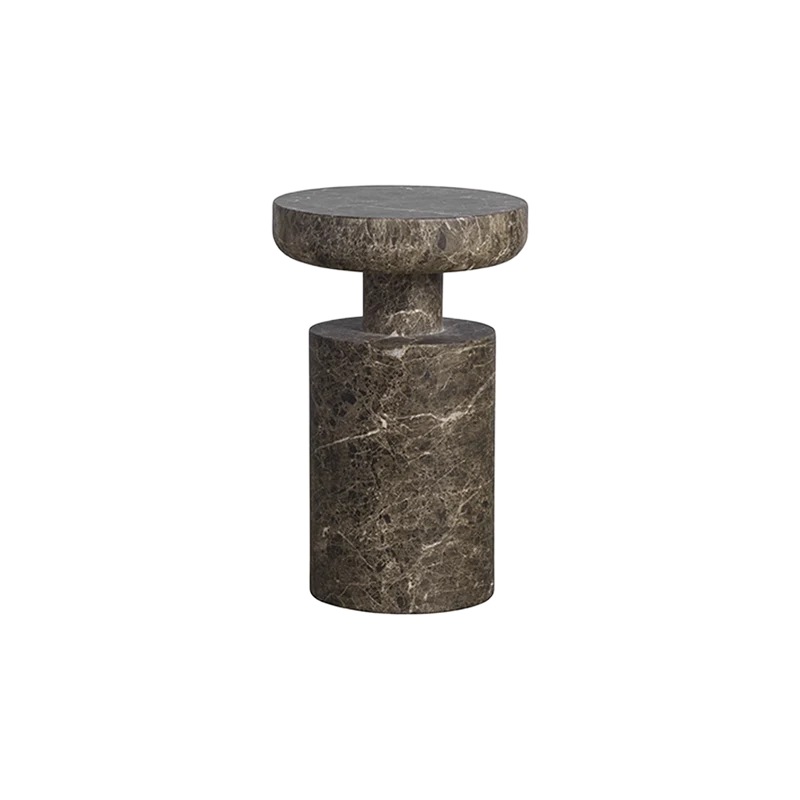 Monaco Round Side Table Brown Marble