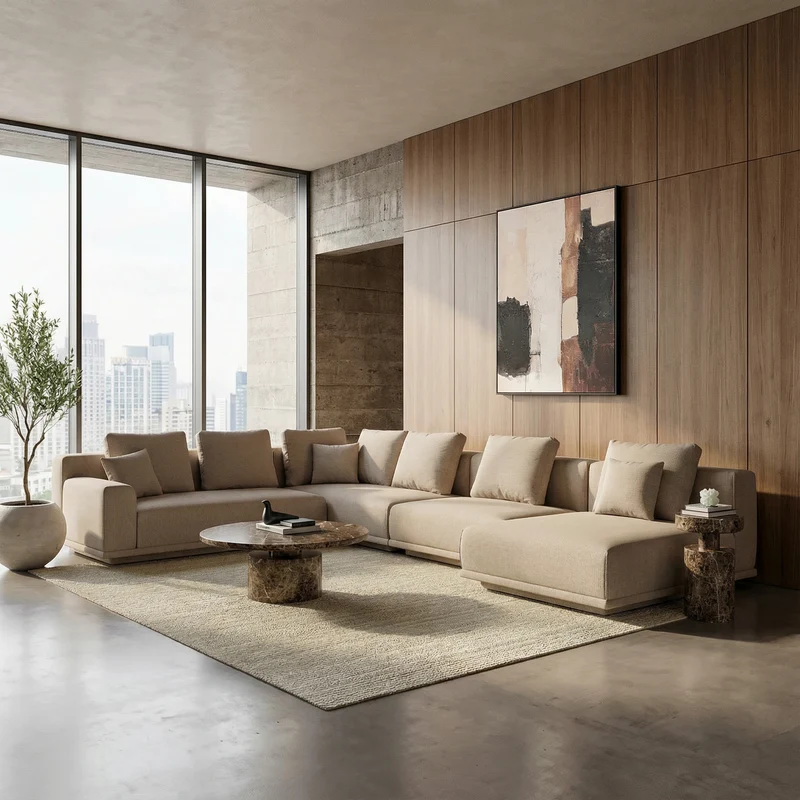 Monaco Round Side Table Brown Marble