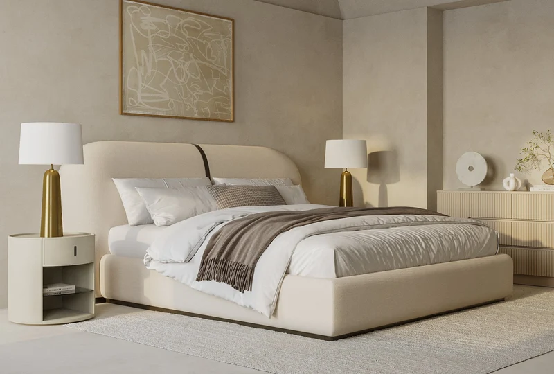 Sable Bed Off White Linen