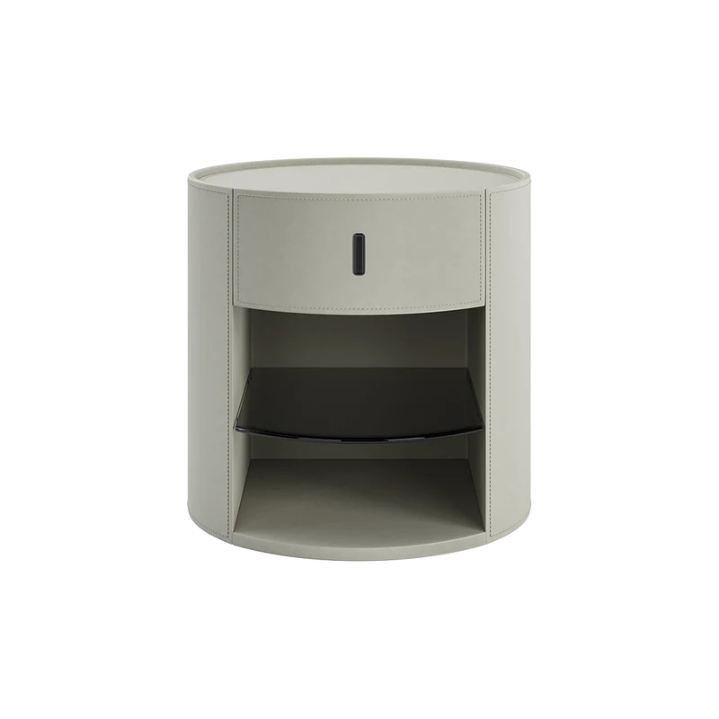 Sable Nightstand Off White Leather