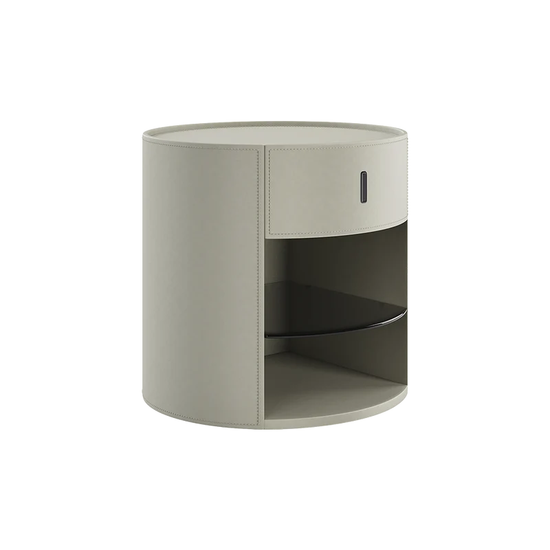 Sable Nightstand Off White Leather