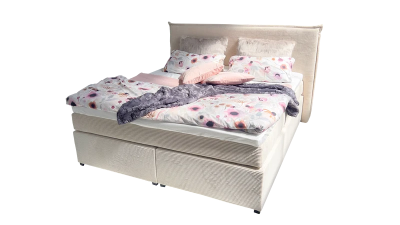 Boxspringbett "Gina" mit Cordstoff-Bezug 180x200cm