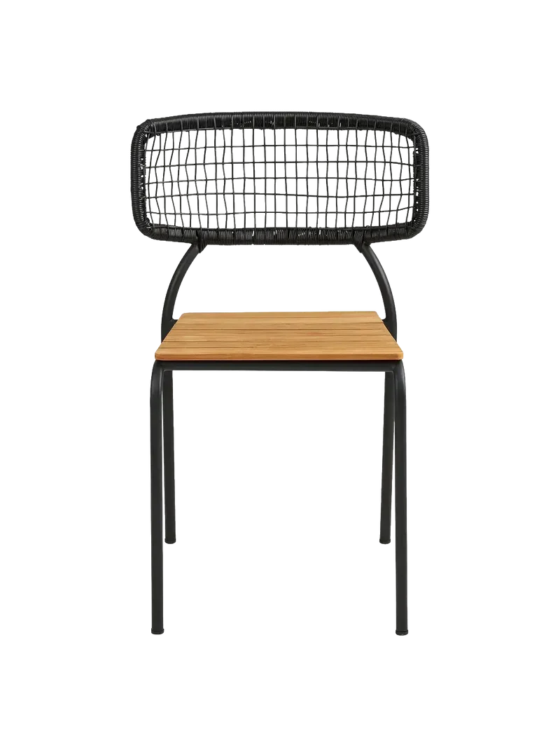 Nashville Esszimmerstuhl Teak/Polyrattan, schwarz/natur, schwarze Beine