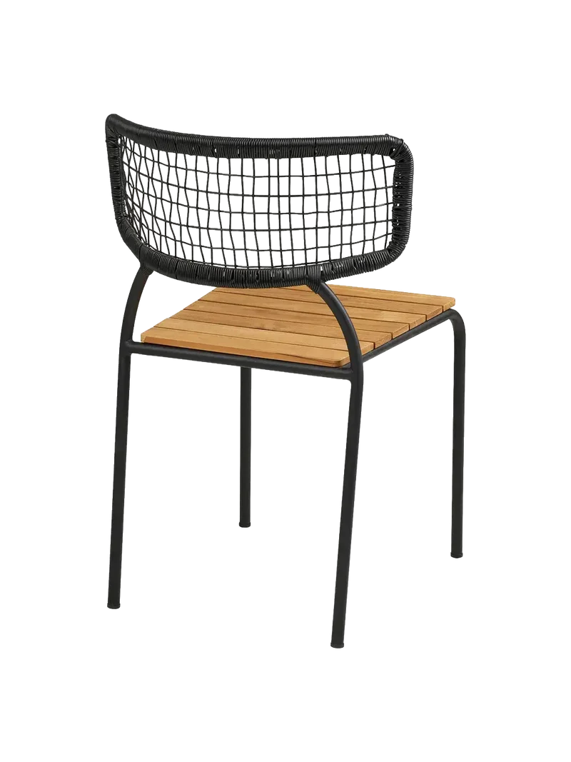 Nashville Esszimmerstuhl Teak/Polyrattan, schwarz/natur, schwarze Beine