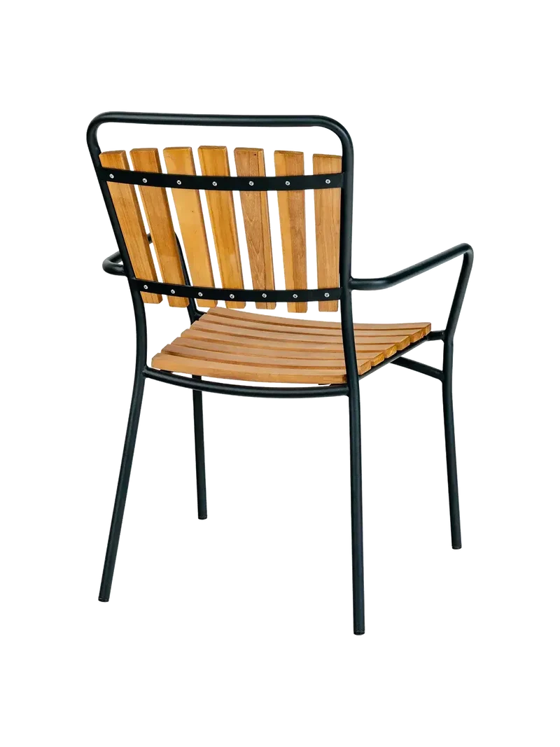 Cleveland Esszimmerstuhl Teak, schwarzer Metallrahmen