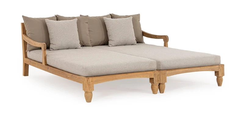 Sonnenbett 2er-Set Bali Natur | Teakholz