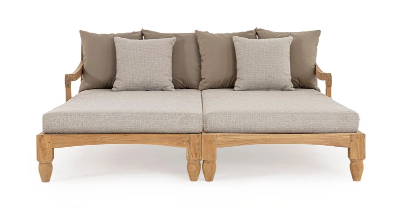 Sonnenbett 2er-Set Bali Natur | Teakholz