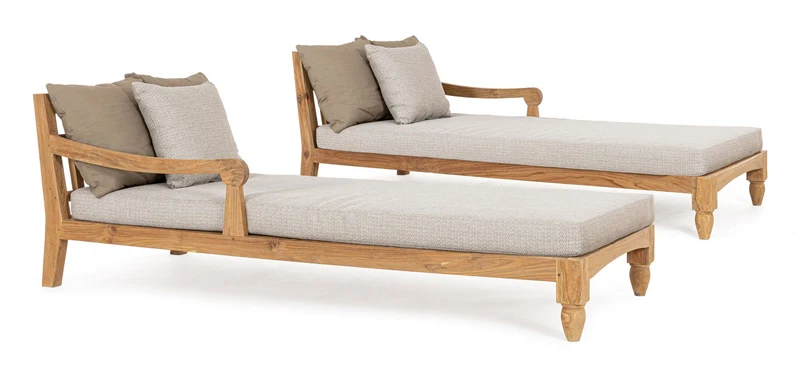 Sonnenbett 2er-Set Bali Natur | Teakholz