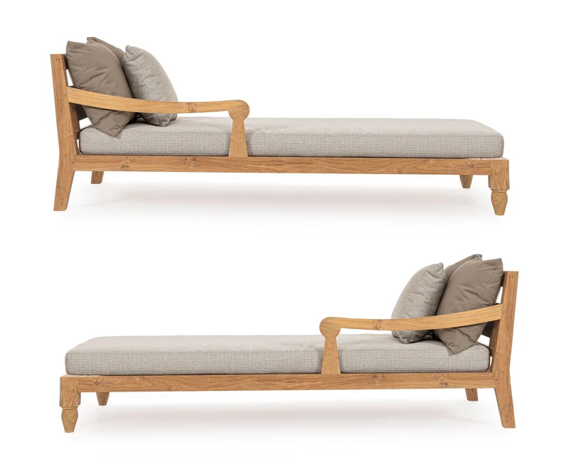 Sonnenbett 2er-Set Bali Natur | Teakholz