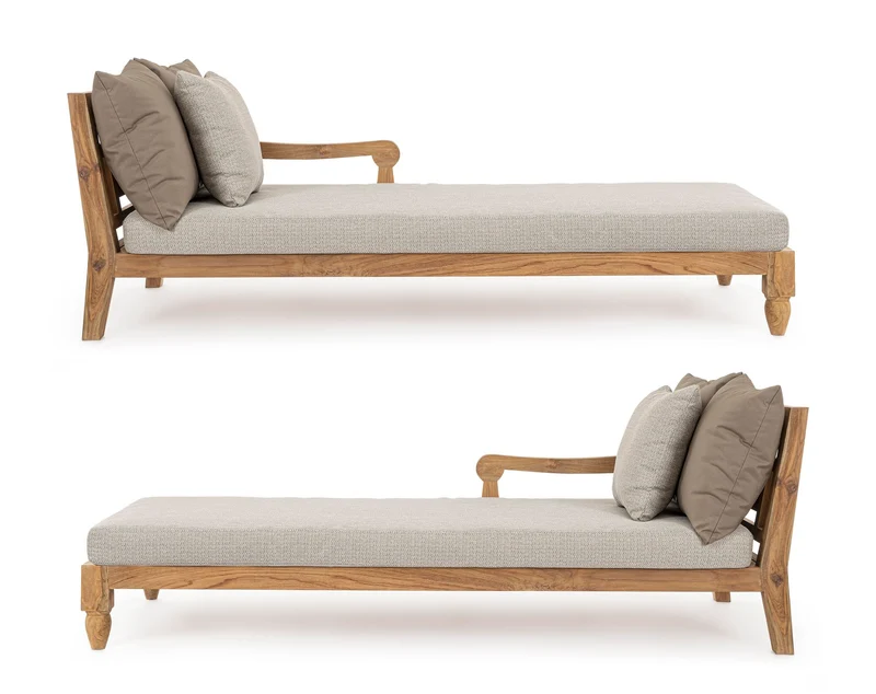 Sonnenbett 2er-Set Bali Natur | Teakholz