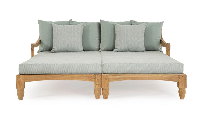 Sonnenbett 2er-Set Bali Aqua | Teakholz