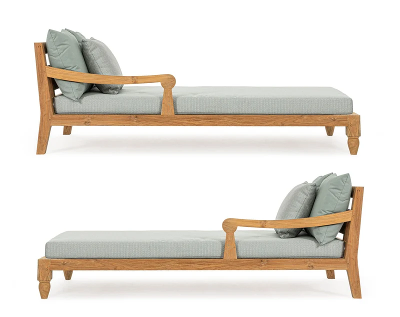 Sonnenbett 2er-Set Bali Aqua | Teakholz