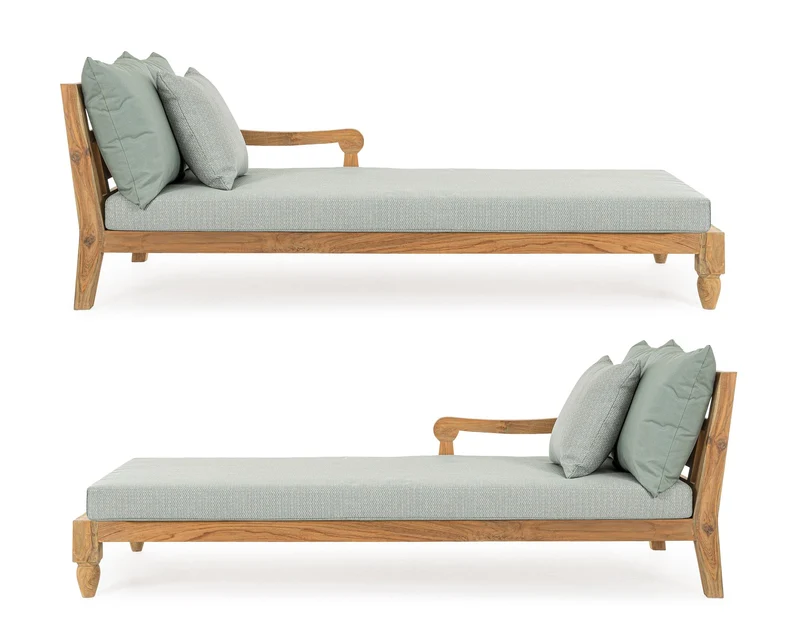 Sonnenbett 2er-Set Bali Aqua | Teakholz