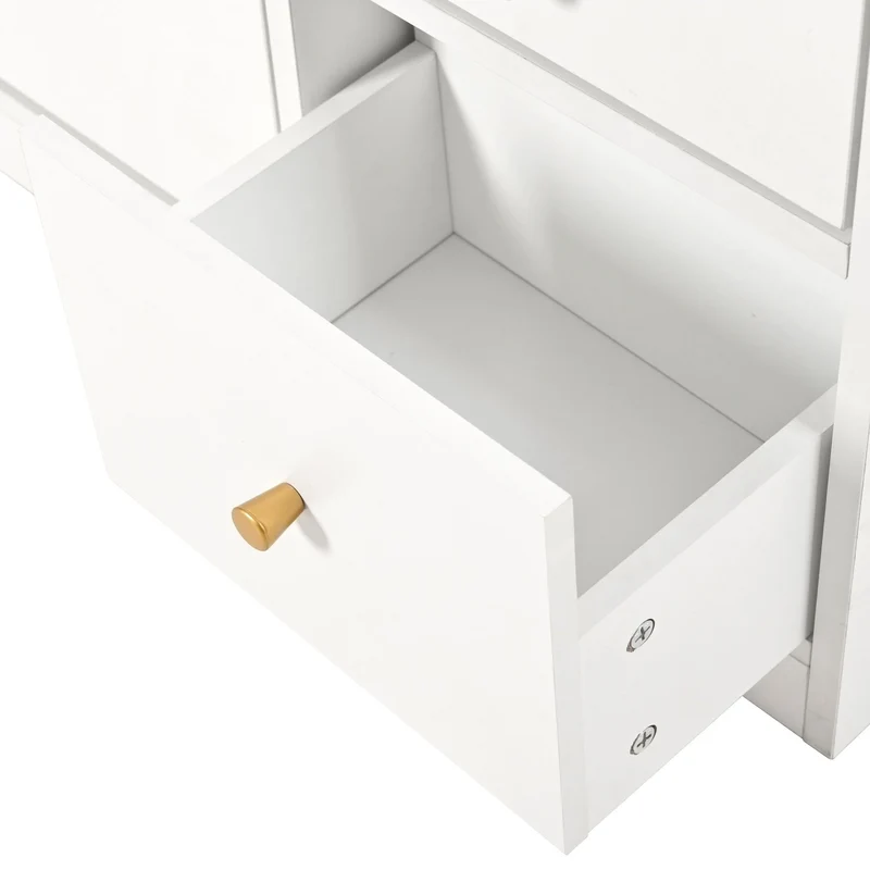 Schuhschrank mit 3 Klappen, 2 Schubladen & Sitzbank, 119 x 24 x 122 cm