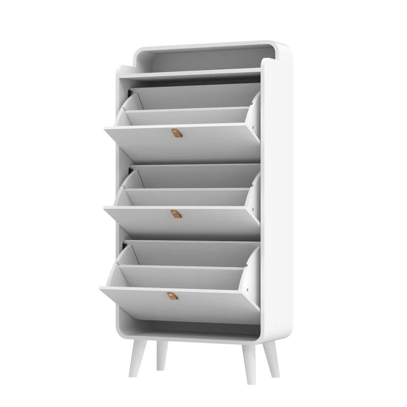 Schuhschrank mit 3 Klappen, 133,7 x 29,5 x 63 cm