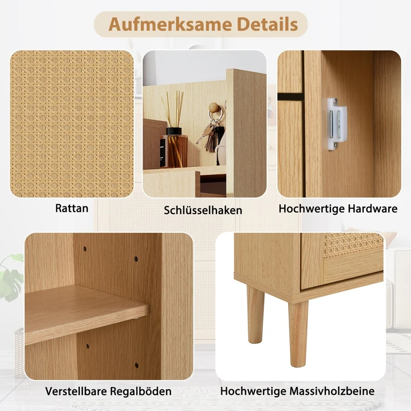 Schuhschrank mit 3 Klappen, 1 Schublade & 4 Fächern, 90 x 125 x 17 cm