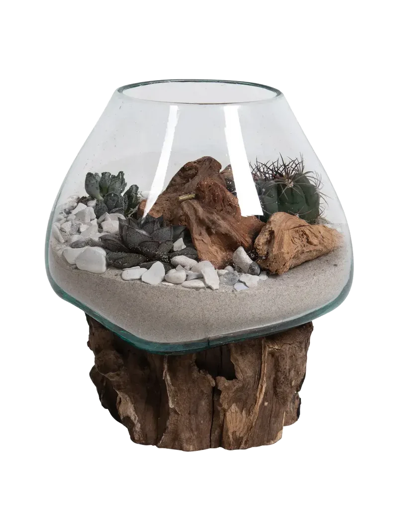 San Marino Deko-Tropfen Teak/Glas, natur – H 15–20 cm