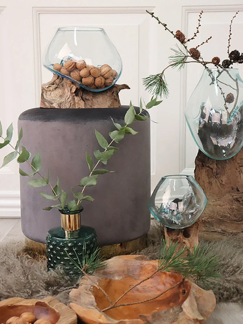 San Marino Deko-Tropfen Teak/Glas, natur – H 15–20 cm