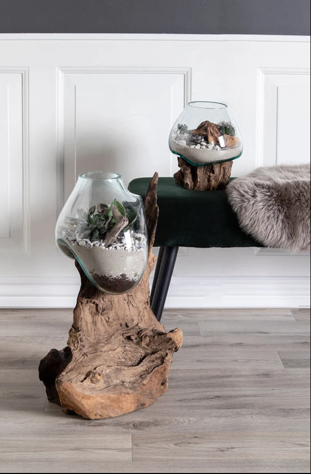 San Marino Deko-Tropfen Teak/Glas, natur – H 15–20 cm