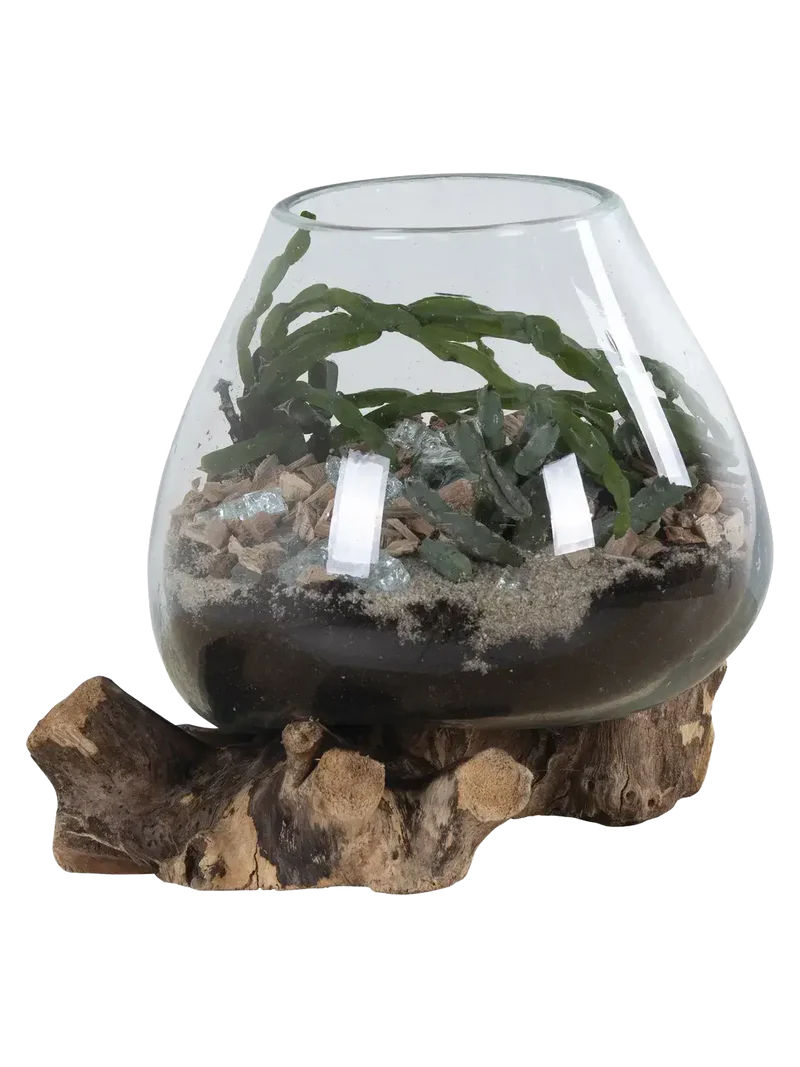 San Marino Deko-Tropfen Teak/Glas, natur – H 15–20 cm