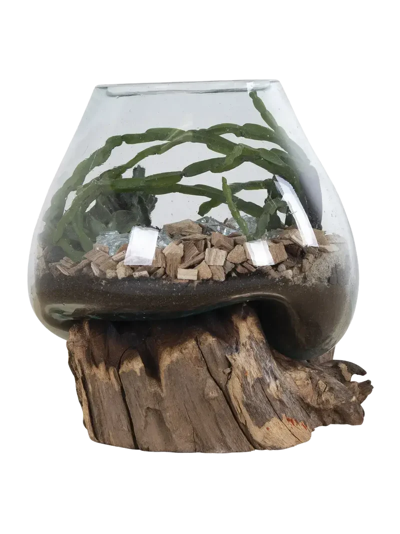 San Marino Deko-Tropfen Teak/Glas, natur – H 15–20 cm