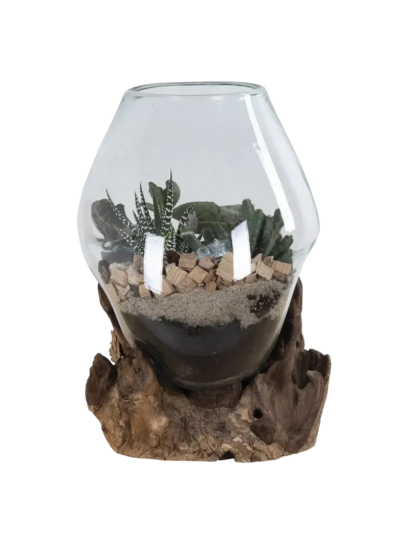 San Marino Deko-Tropfen Teak/Glas, natur – H 15–20 cm