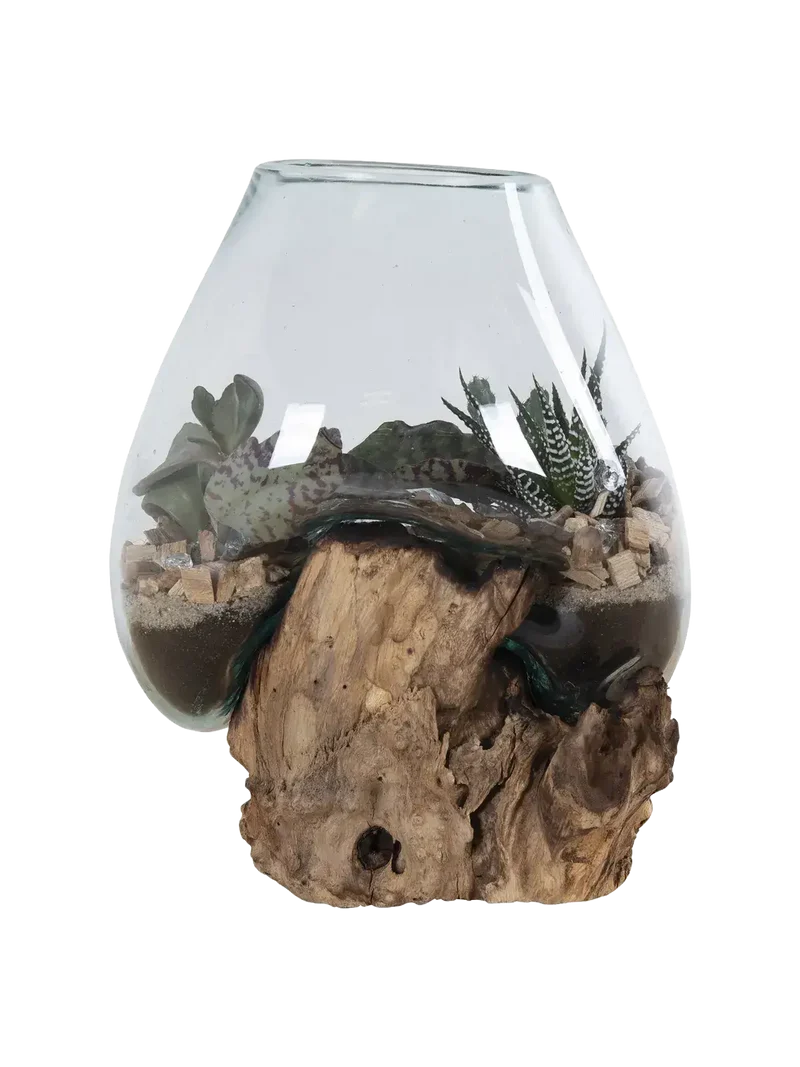 San Marino Deko-Tropfen Teak/Glas, natur – H 15–20 cm