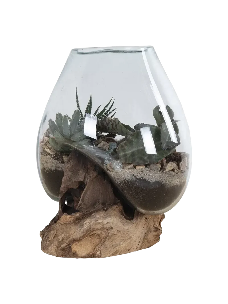 San Marino Deko-Tropfen Teak/Glas, natur – H 15–20 cm