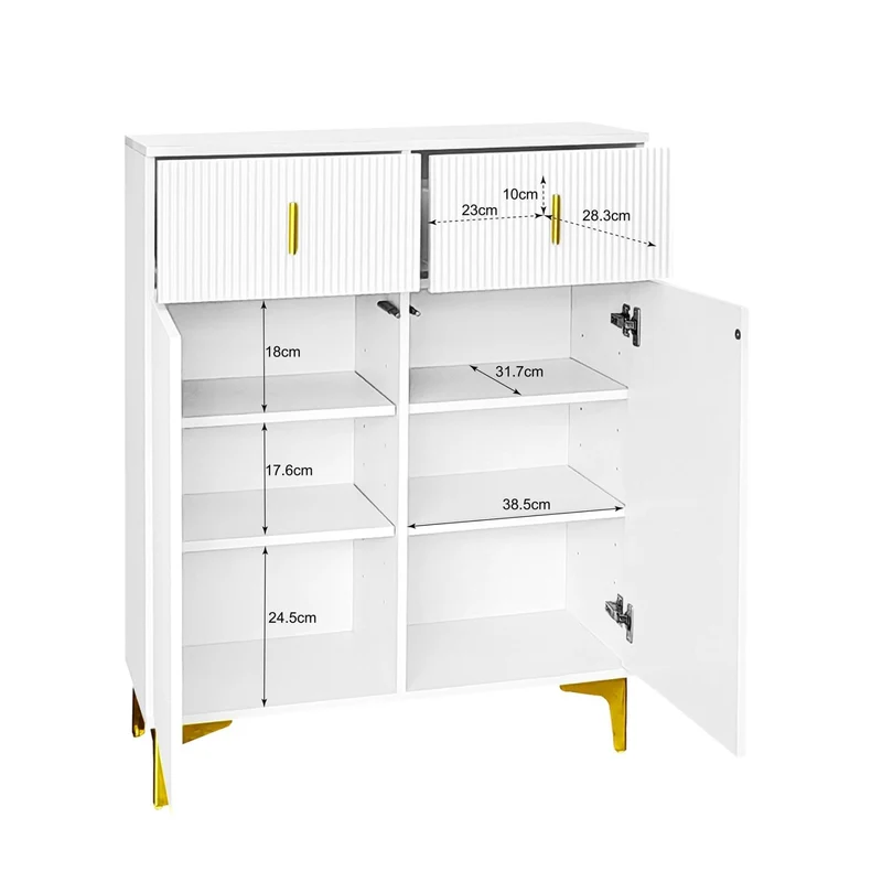 Schuhschrank mit 2 Schubladen & verstellbarer Einlegeböden, 83 x 101 x 35 cm