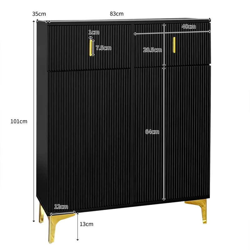 Schuhschrank mit 2 Schubladen & verstellbarer Einlegeböden, 83 x 101 x 35 cm