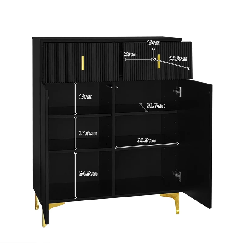 Schuhschrank mit 2 Schubladen & verstellbarer Einlegeböden, 83 x 101 x 35 cm