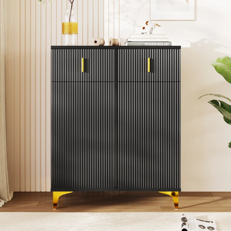 Schuhschrank mit 2 Schubladen & verstellbarer Einlegeböden, 83 x 101 x 35 cm