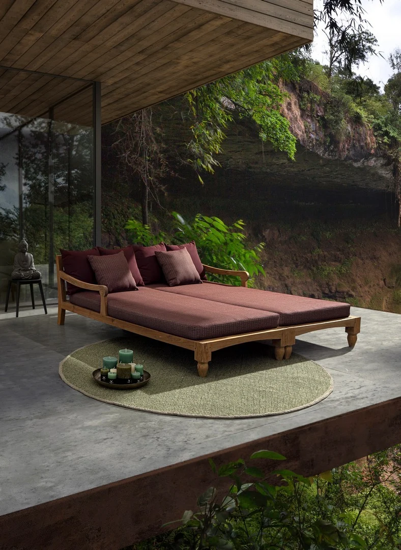 Outdoor Daybed 2-Set Bali weinrot
