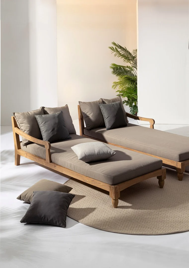 Outdoor Daybed Bali 2er-Set | Teakholz