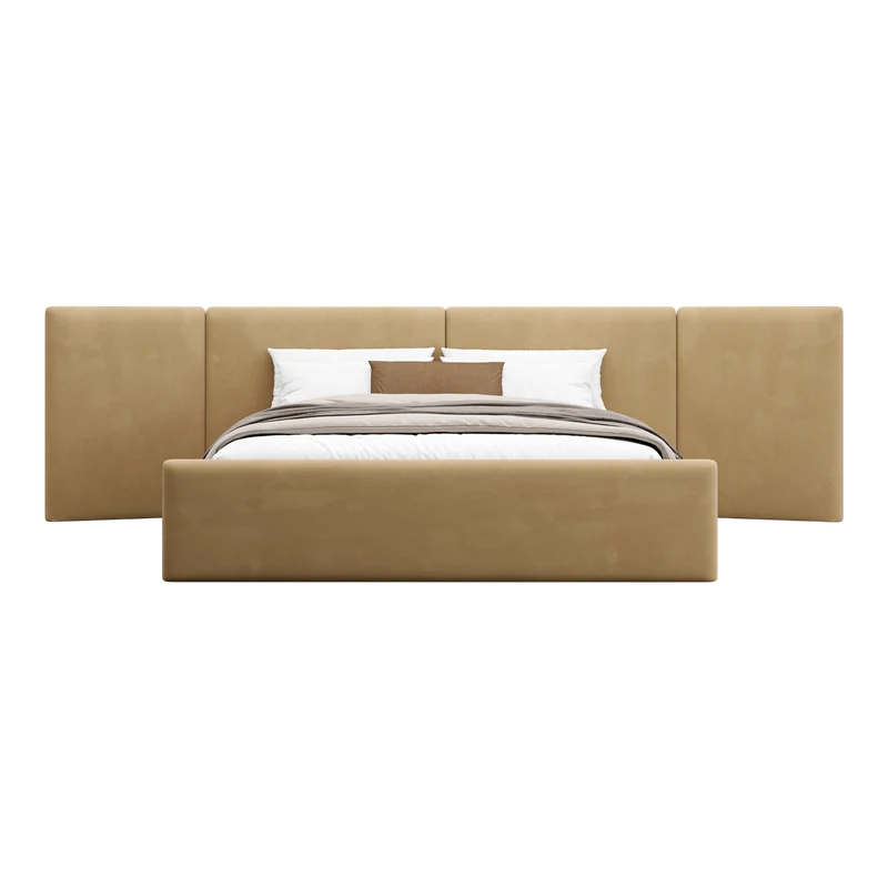 Apogee Bed Camel Velvet