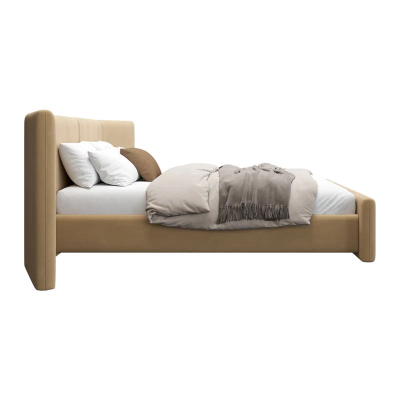 Apogee Bed Camel Velvet
