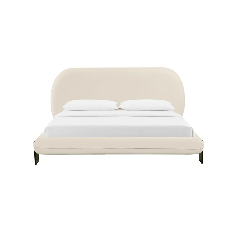Stellar Off White Fabric Queen Bed