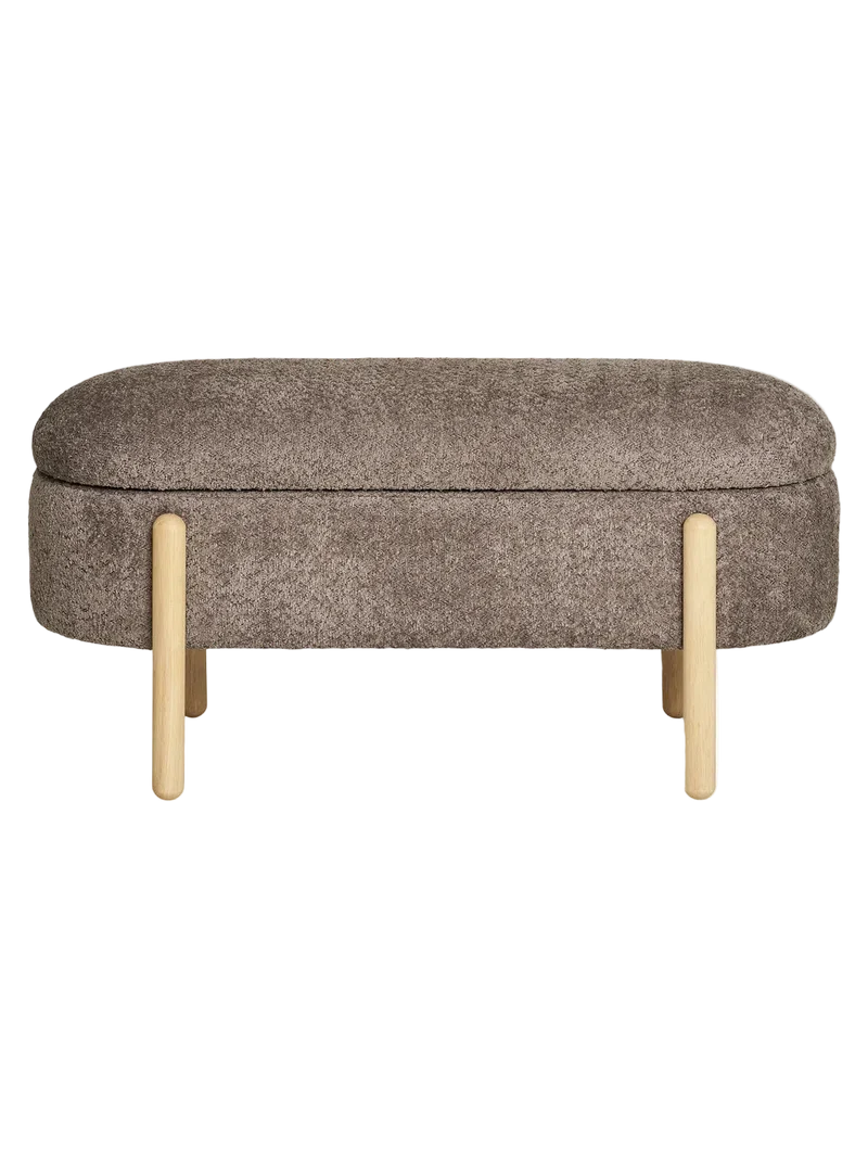 Branca Sitzbank mit Stauraum, Bouclé, braun/natur