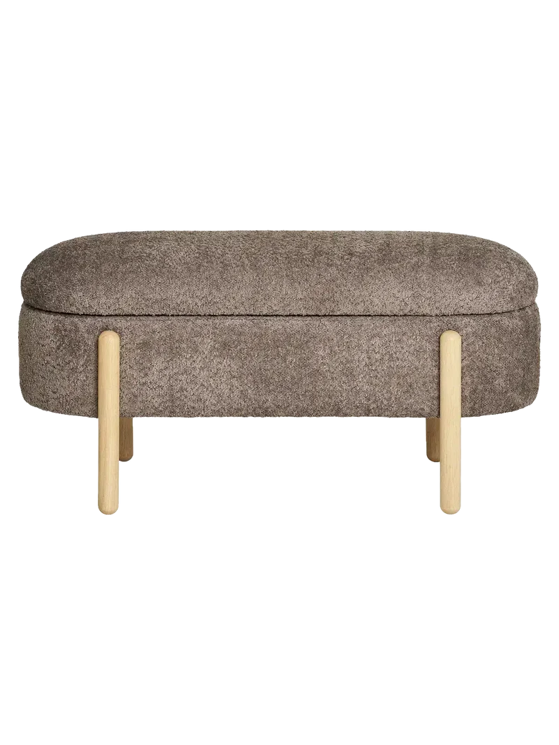 Branca Sitzbank mit Stauraum, Bouclé, braun/natur