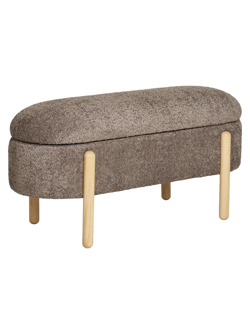 Branca Sitzbank mit Stauraum, Bouclé, braun/natur