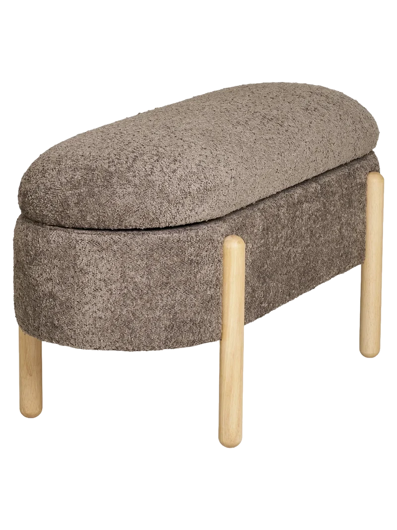 Branca Sitzbank mit Stauraum, Bouclé, braun/natur