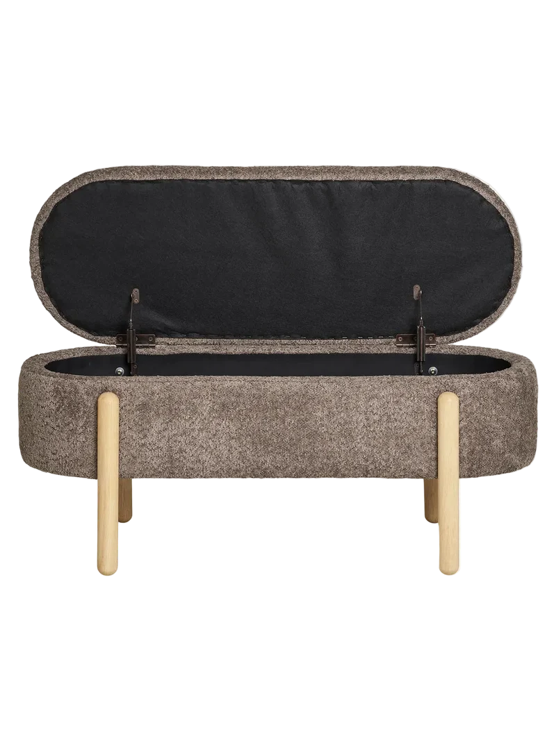 Branca Sitzbank mit Stauraum, Bouclé, braun/natur