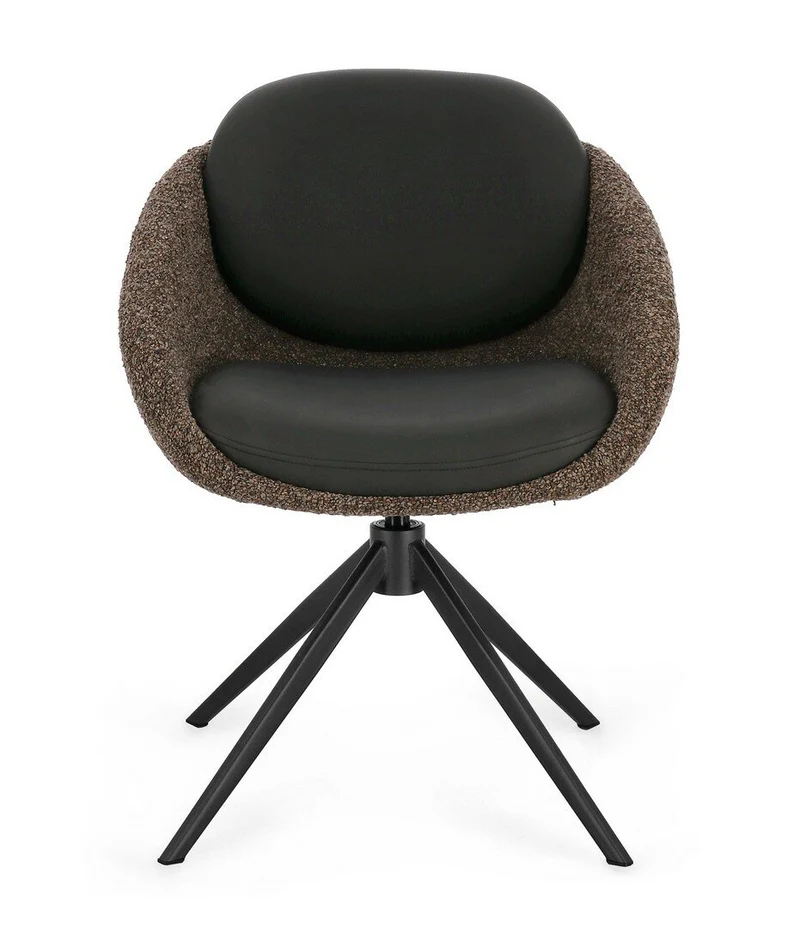Drehstuhl Averik Kaffeebraun | Dunkelbraun, Bouclé-Optik, drehbar