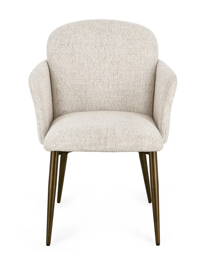 Stuhl Ercilla Hellbeige | Creme, Armlehnen, Kupferoptik