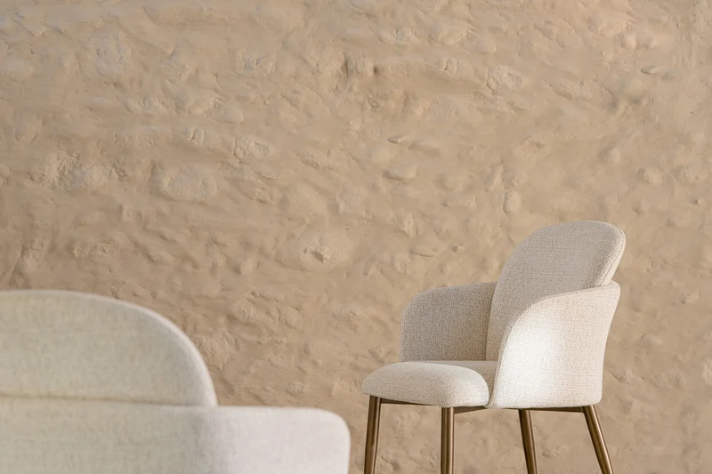 Stuhl Ercilla Hellbeige | Creme, Armlehnen, Kupferoptik
